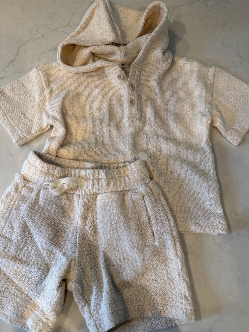 H&M Cream knot Hoodie shirt & Drawstring Shorts - Kids